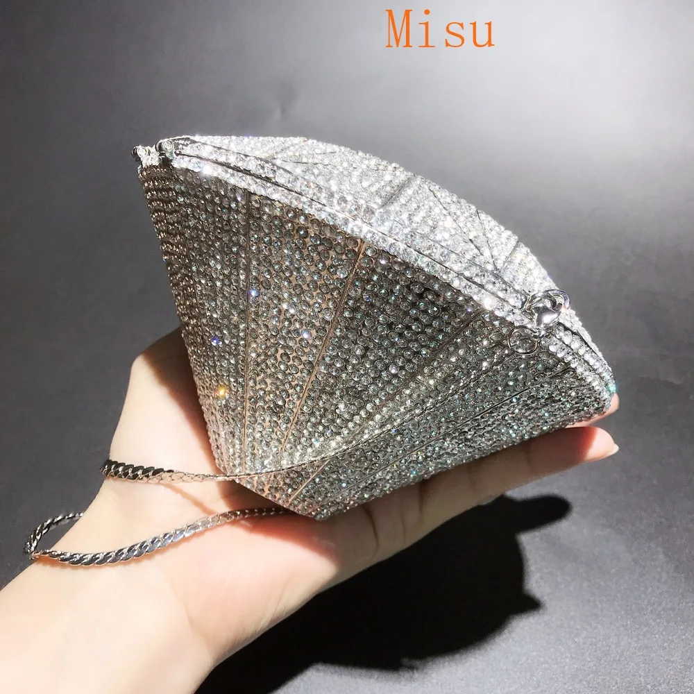 

Luxury High Quality Bling Cool Daimond Shaped Metalic Solid Daimonds Shape Evening Bags Mini Audiere Women Shoulder Handbags