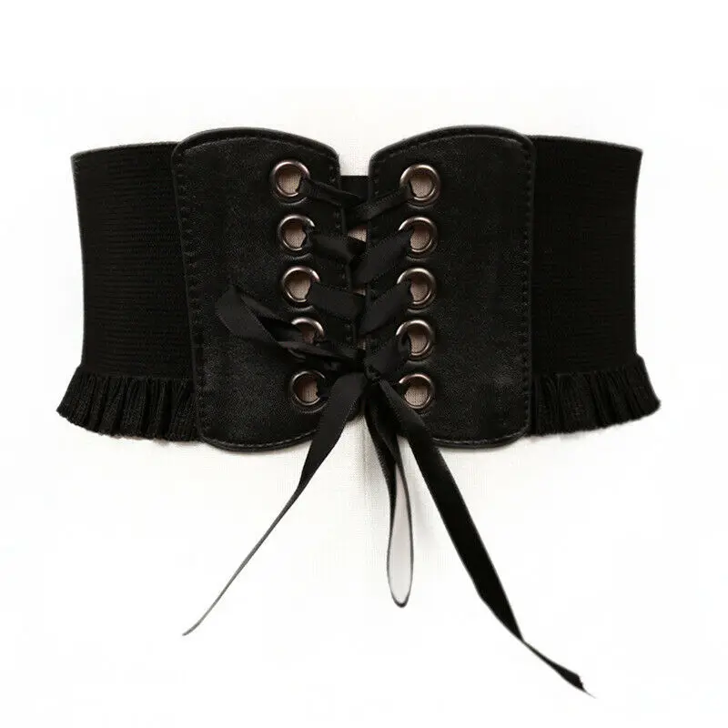 Fashion Women Lady Stretch Buckle Waist Belt Wide Elastic Corset Waistband Around Cinch PU Leather Tie Bowknot | Аксессуары для