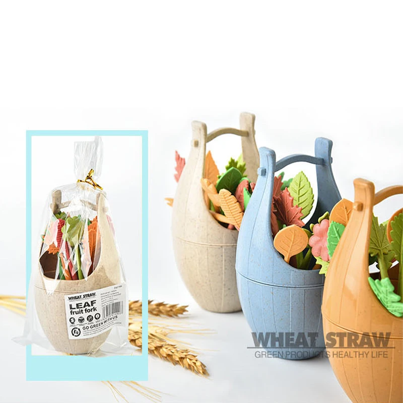 16 шт./компл. биоразлагаемое ведро для вилки фруктов в форме листьев закусок еды