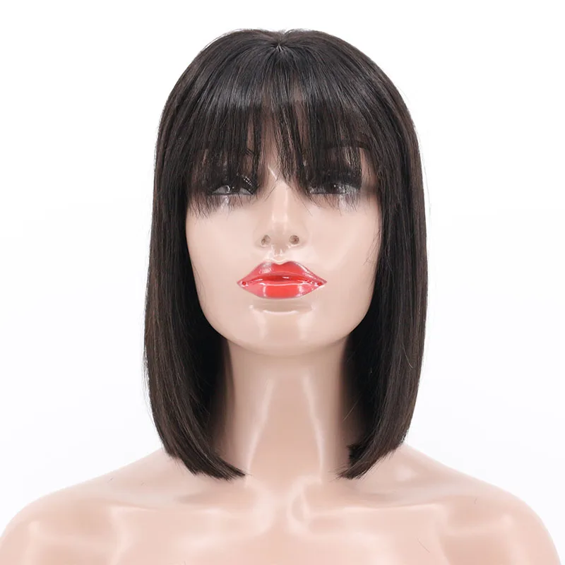 Прямые волосы Holy Belle без клея парик из человеческих волос на полной сетке с челкой