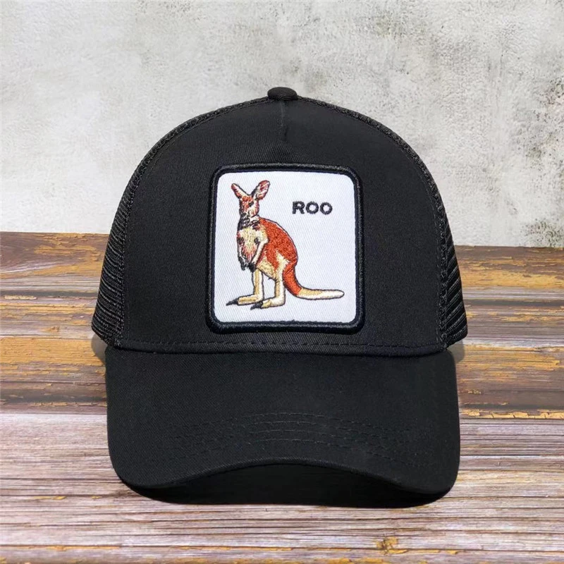

New Australian Kangaroo Baseball Cap Animal Embroidery Anime Cute Mesh Polyester and Cotton Sunshade Truck Driver hats Men's cap
