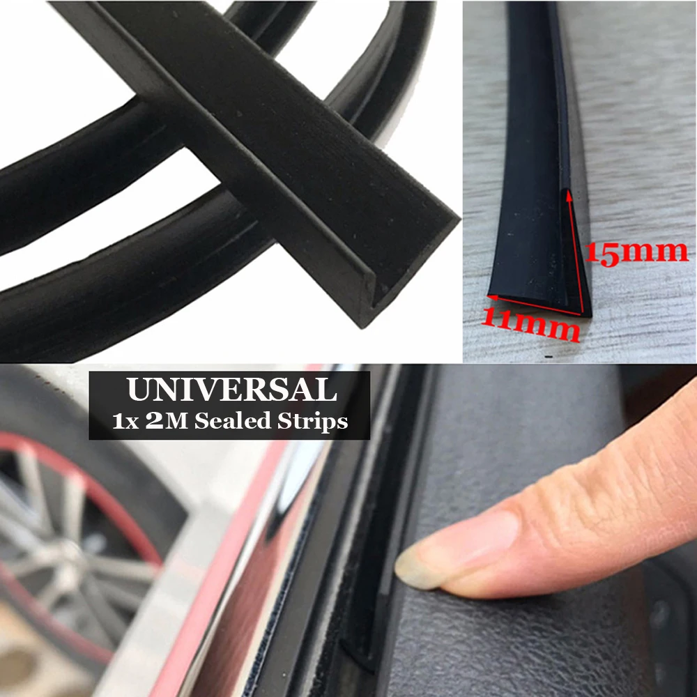 

2M Black V-shaped Car Door casement Trim Edge Moulding Rubber Noise Weatherstrip Seal Strip Durable Car accessories