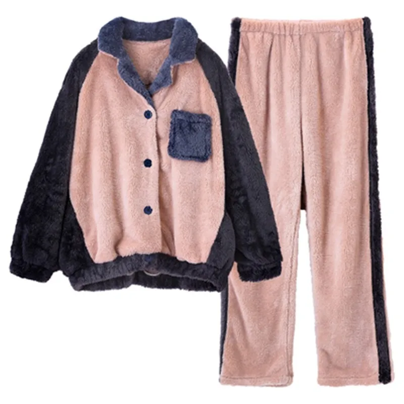 

Winter coral velvet Pajama women's sweet lovely flannel women's home clothes spring and autumn winter thickening suit