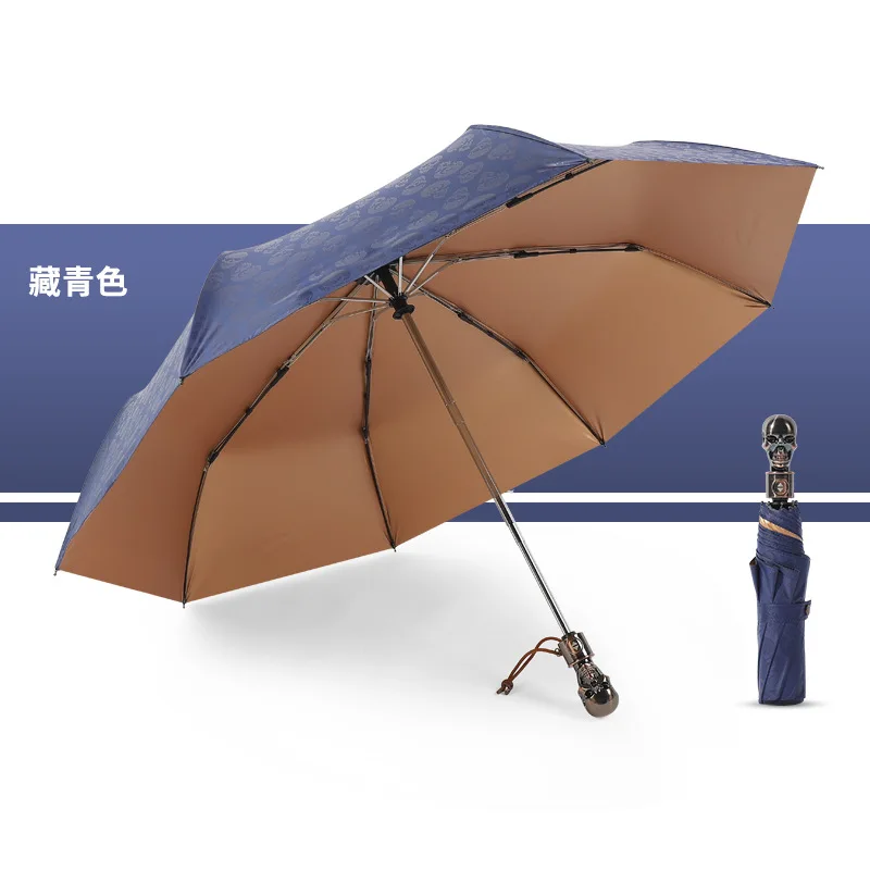 Усиленный Автоматический Зонт мужской индивидуальный череп большой двойной