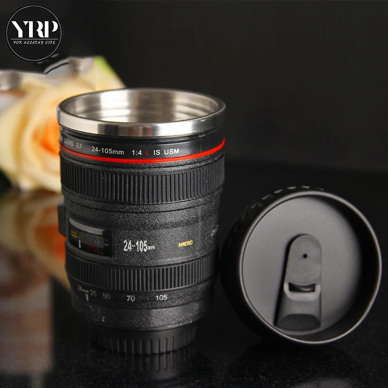 

coffee mugs 400ML Stainless Steel Inner Kitchen Dining Bar Office Milk Tea Coffee Self Stirring Mug Cup Emulation Camera Lens