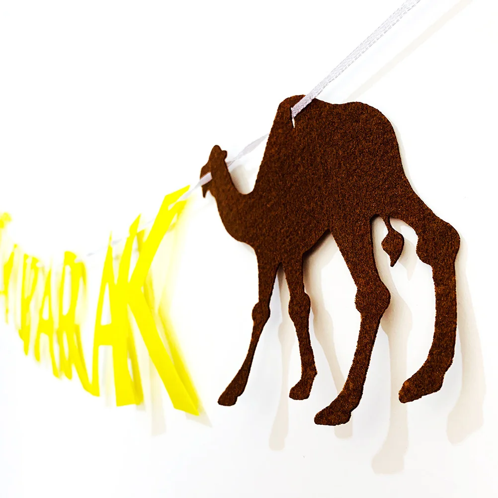 1pc Eid Mubarak Letters Banner Camel Bunting Garland Hanging Banners Pennants Pendant Flag Party Decorations For Lesser Bairam | Дом и сад