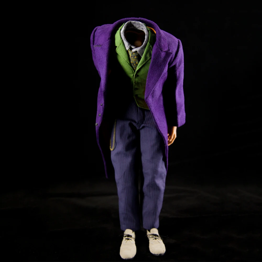 

Spot 1/6 Scale Soldiers Purple Coat Version Heath Ledger joker Costume Set Model for 12‘’ action figure body Toy accessories