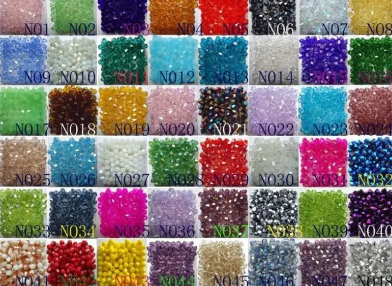 

rtg4tory 1000Pcs Bicone Faceted Glass Beads 4mm sjod Clear Colored Mixed For Jewelry Making Spacer crystal