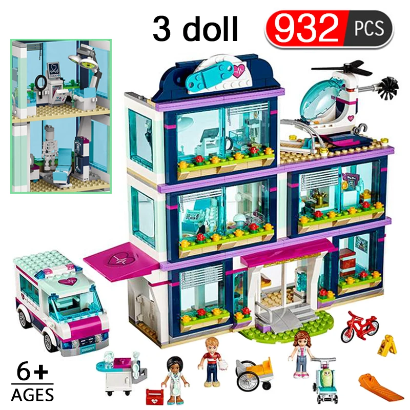

932pcs Heartlake City Hospital Model Building Blocks Girls Friends Bricks Compatible with Lepinblock Figures Toys for Children