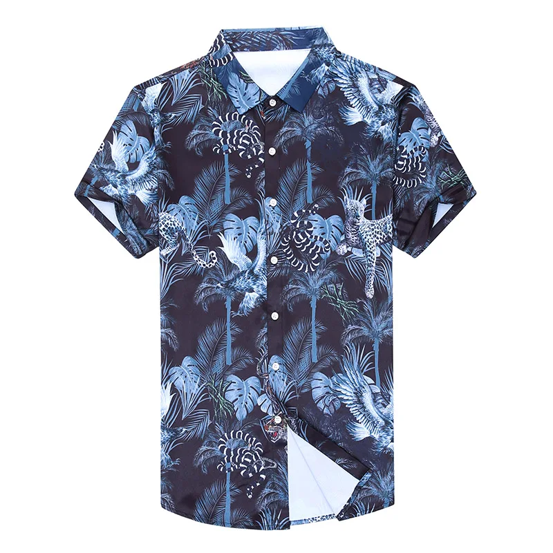 Новые летние мужские рубашки с цветочным принтом 2020 повседневные коротким