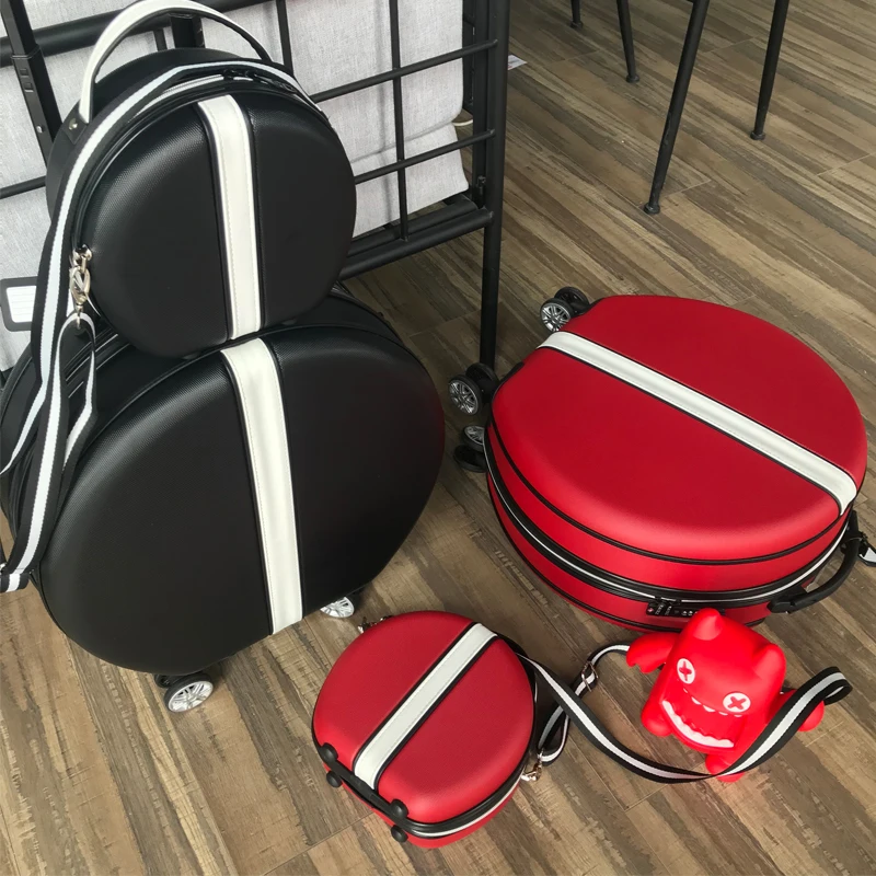 Модный Круглый чемодан на колесиках в комплекте с сумочкой популярный круглый 18