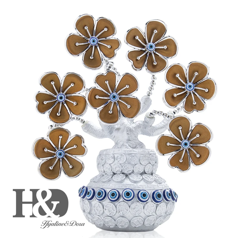 Wealth Bag Flower H& D Fengshui голубое сглаза дерево для защиты денег богатство достижения удачу Рождественский подарок домашний Декор Орнамент демонстрационная смола - Цвет: Wealth Bag Flower