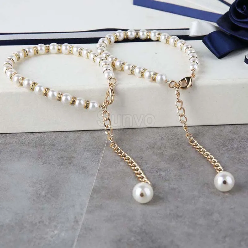 Женские шнурки с жемчугом Нескользящие на высоком каблуке без завязывания