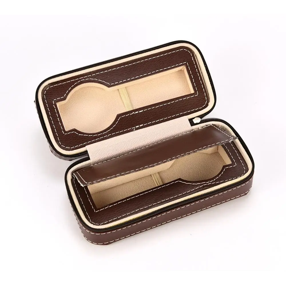 2/4/8 Grids PU Leather Watch Box Watch Organizer Storage Watches Display Case Tray Zippere Travel Jewelry Watch Collector Case - Цвет: 2 grids Light Brown