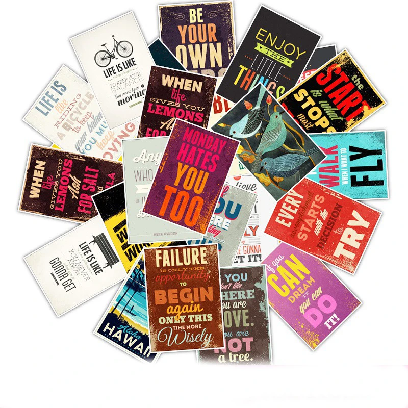 

25PCS Motivational Motto Poster Stickers Aesthetic Laptop Phone Scrapbooking Waterproof Graffiti Decal Sticker Packs for Teens