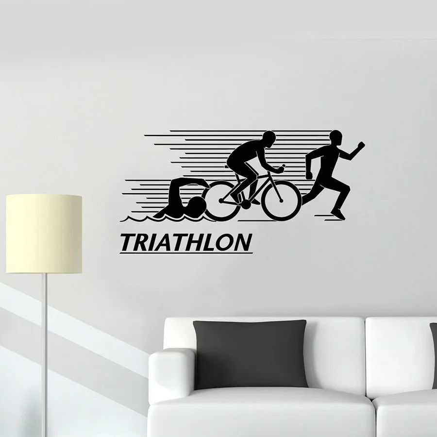 Настенные виниловые наклейки на окна для триатлона плавания велоспорта бега