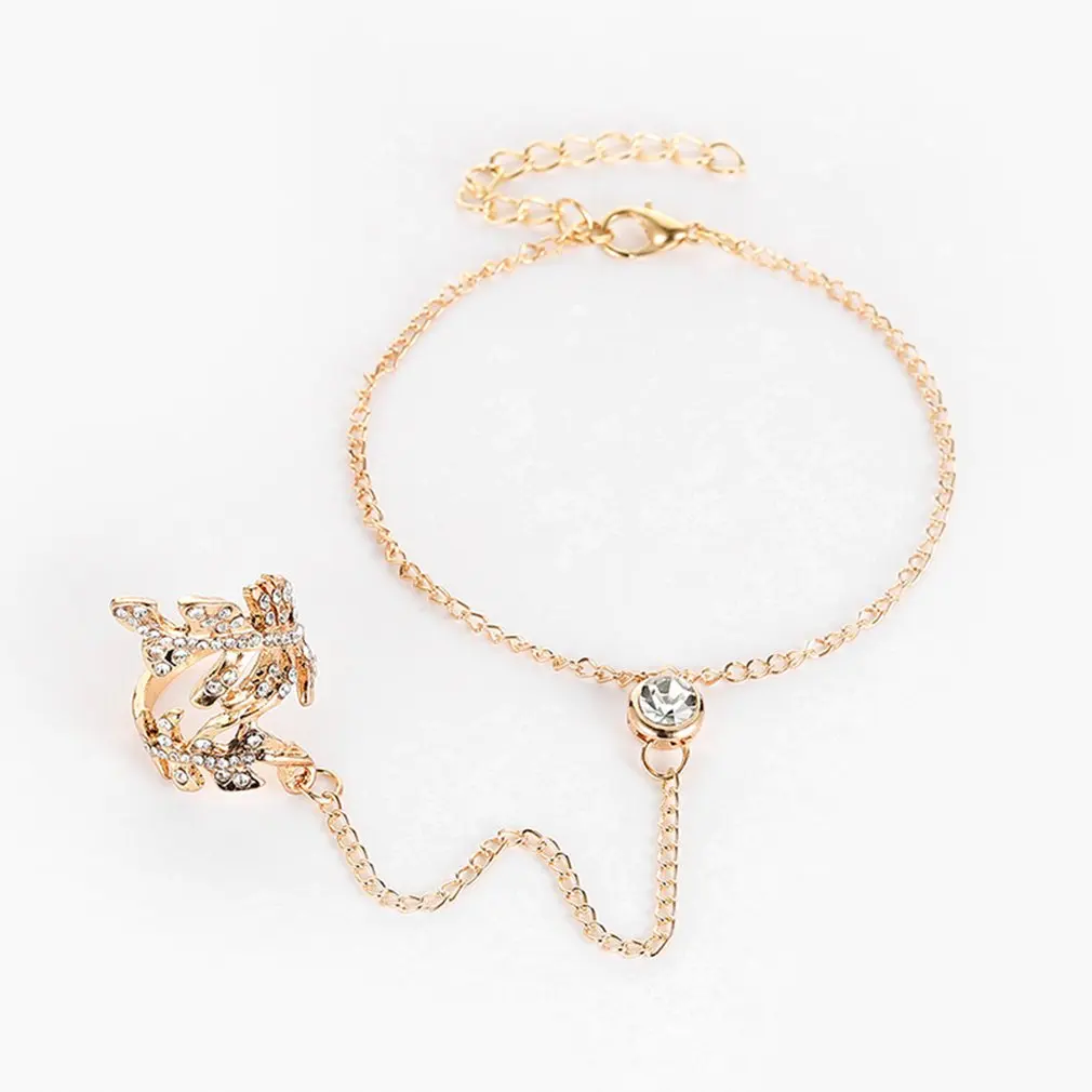 Модное женское кольцо на цепочке Очаровательная Ручная портупея цепь из сплава