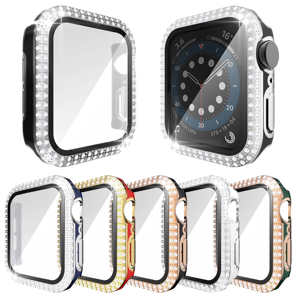 Бриллиантовый чехол для Apple Watch SE Series 6 5 4 3 40 мм 44 38 42 | Наручные часы