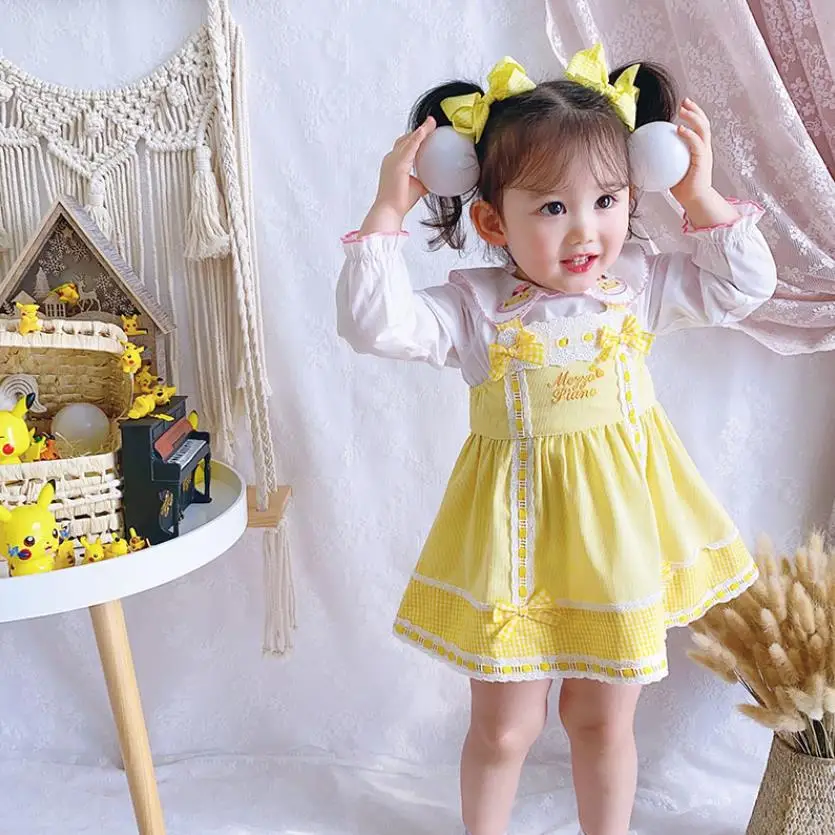 

New Spanish Lolita princess dress Embroidery print sleeveless sweet cute ball gown birthday Party Easter dress for girls Y3110