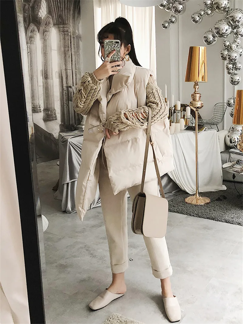 Женский зимний жилет Новая Модная парка пуховое пальто без рукавов