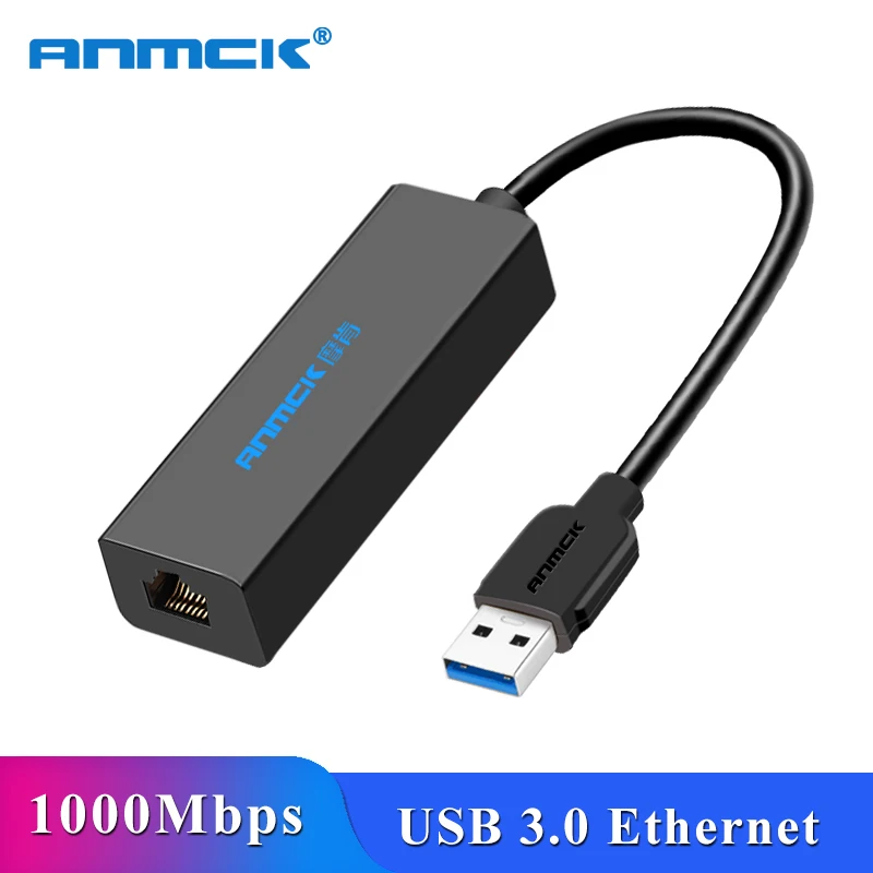 Сетевая карта Anmck с USB на RJ45 Ethernet адаптер 3 0 2 Lan (10/100/1000) Мбит/с для ПК ноутбука Windows 10