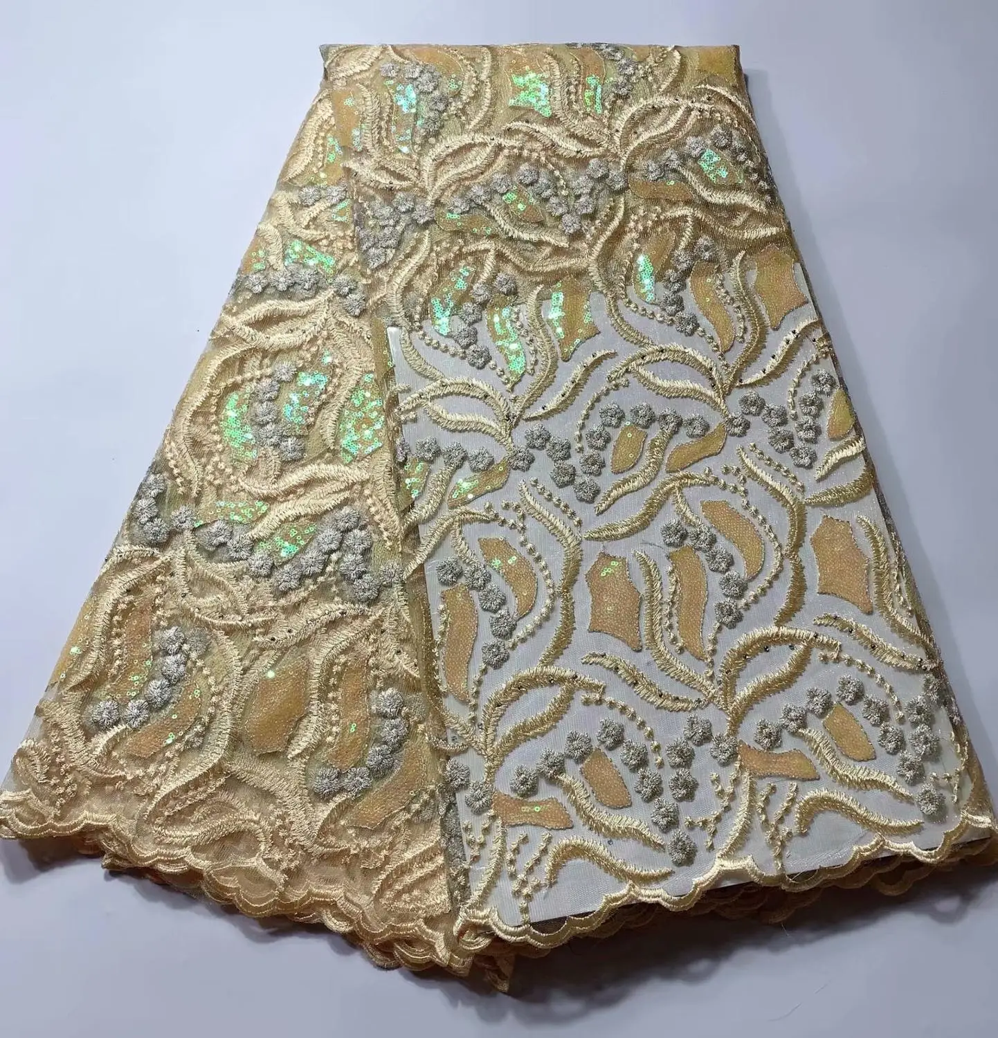 2019 новейшая зеленая кружевная ткань высокого качества французская чистая