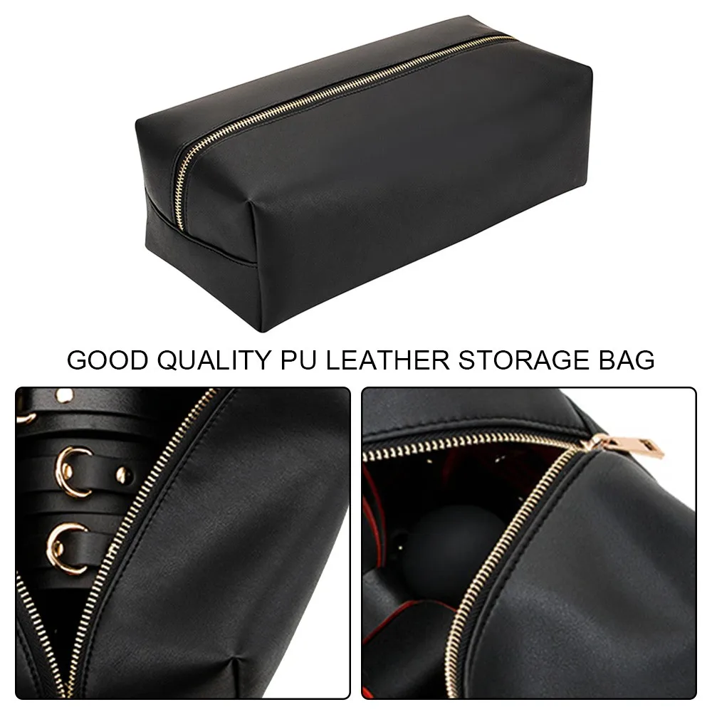 Искусственная кожа BDSM комплект Секс-игрушки для пары воротник наручники кнут