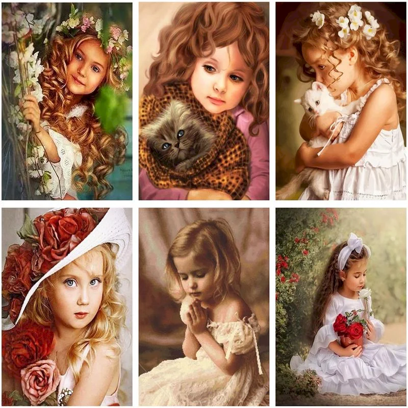 

Gatyztory Paint By Number Girl DIY Pictures By Numbers Aniaml Kits Hand Painted Painting Art Drawing On Canvas Gift Home Decor