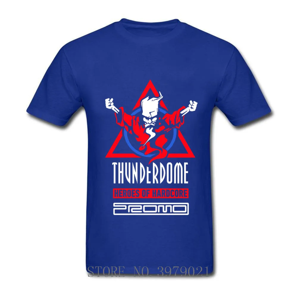 Уникальные футболки Thunderdome Heroes Of Hardcore and DJ Promo с круглым вырезом, хлопок, Мужская футболка с коротким рукавом, большие размеры - Цвет: blue