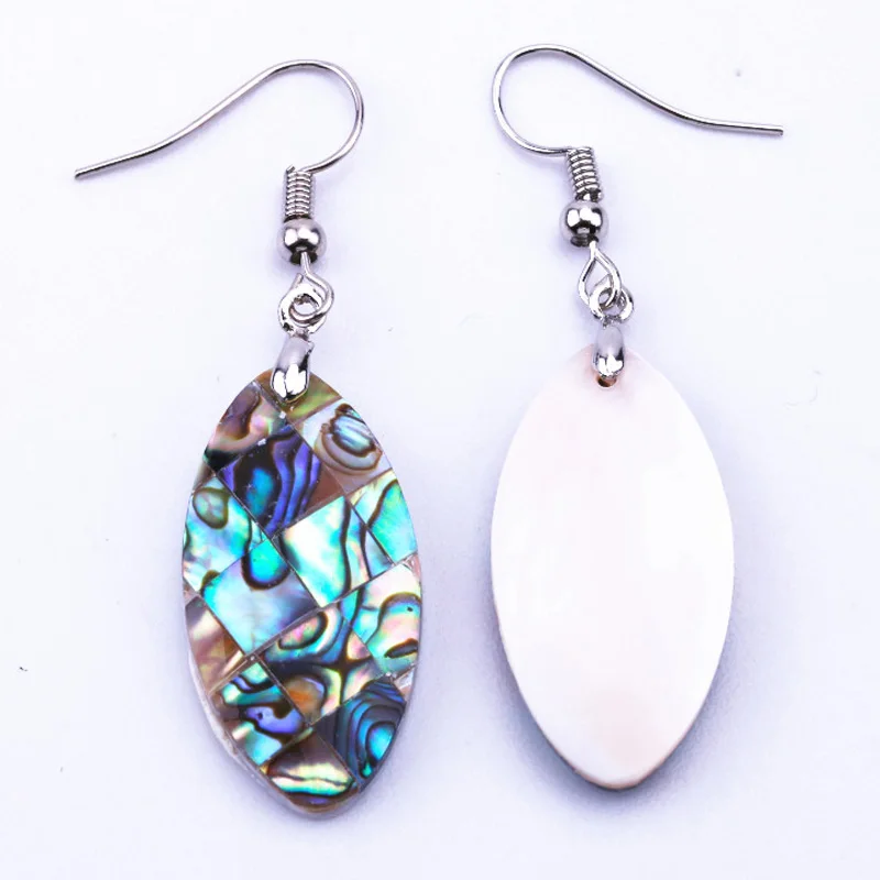 Натуральный Абалон ракушка кулон из бисера серьги крючки для сережек Овальный