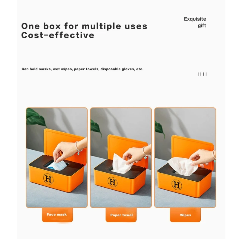 

New Desktop Storage Box Home Office Household Tissue Holder With Lid Mask Wet Tissue Household Storage Supplies
