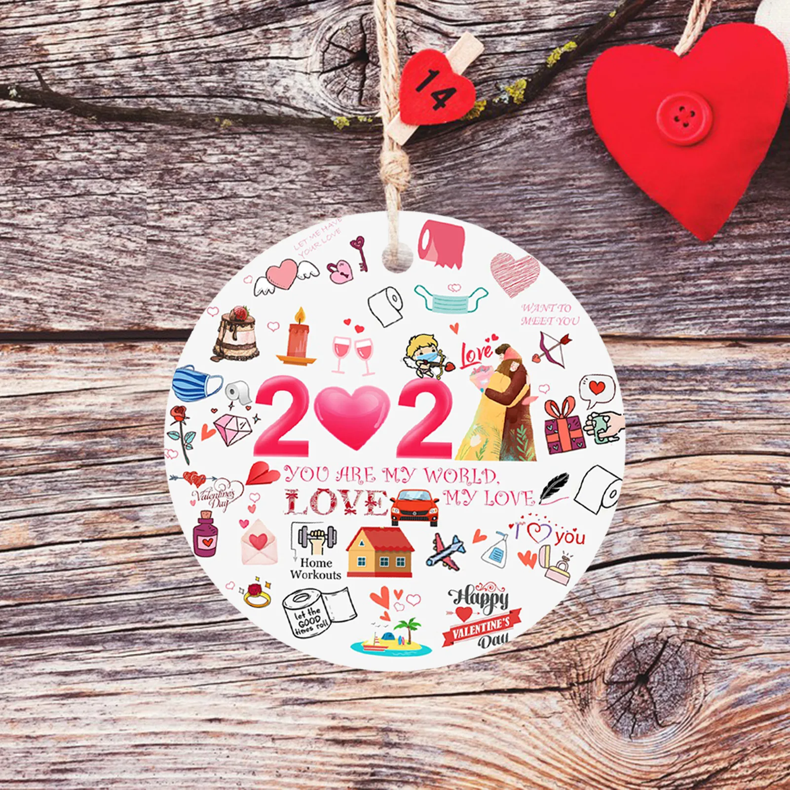 

7,8 см керамические украшения на День святого Валентина, большое круглое керамическое украшение для офиса, бара, атмосферное украшение на Де...