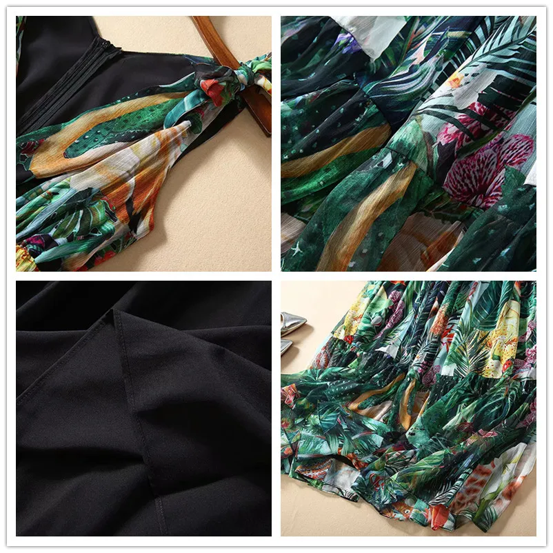 Женское шифоновое платье макси с V образным вырезом и цветочным принтом|Женские