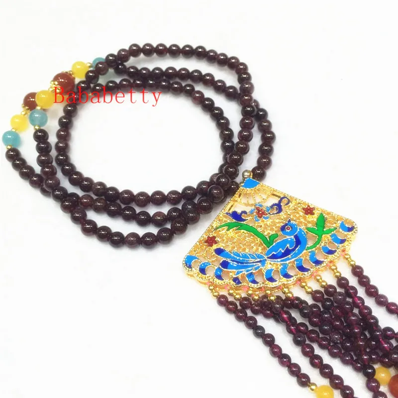 Ожерелье ручной вязки из натурального винного Красного камня цепочка для