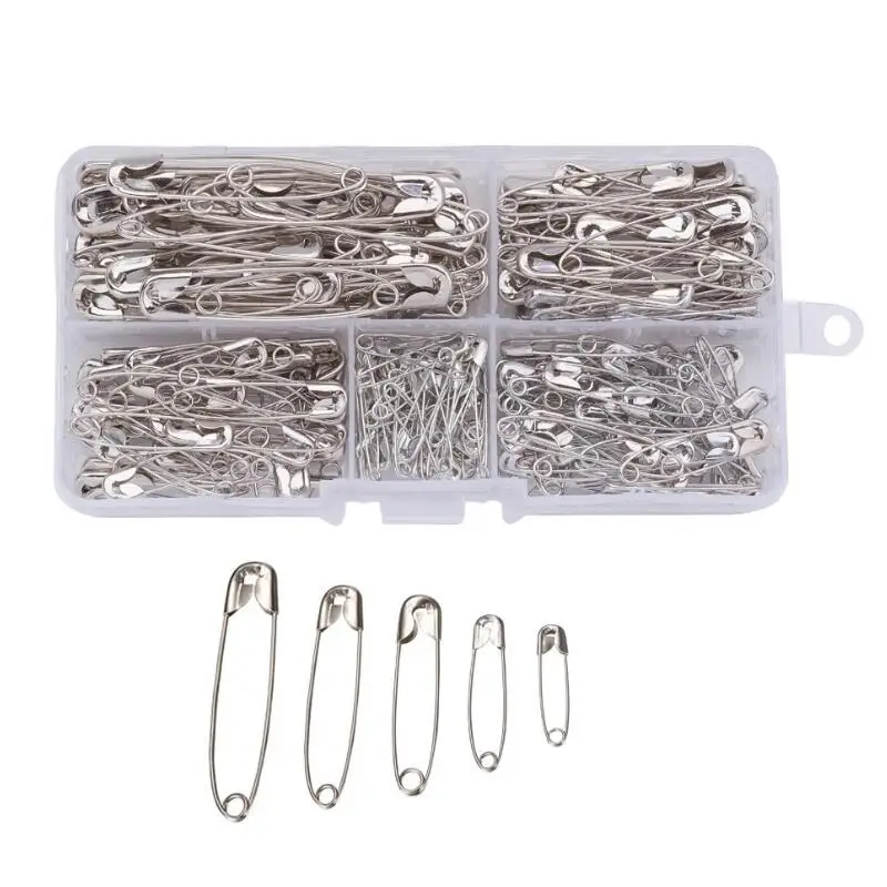 

220 Pcs/ Boxed Portable Multiple Models Safety Pin Box DIY Safety Iron Pin Brooch Handmade Sewing Clothing&bag Accessories