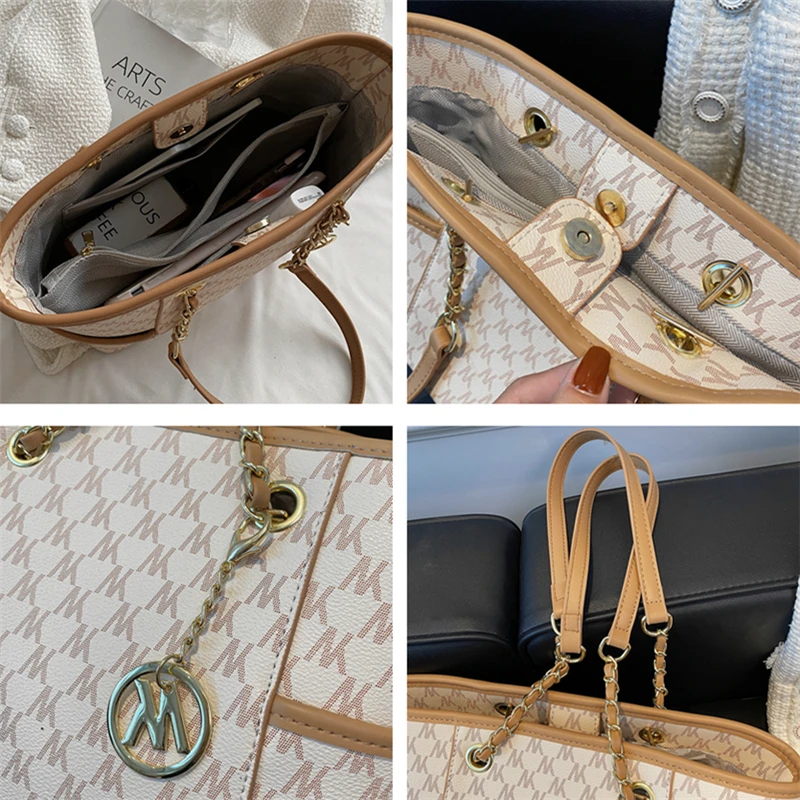 burminsa letters print luxury designer large tote handbags for women trends 2022 fashion brand office ladies chain shoulder bags free global shipping