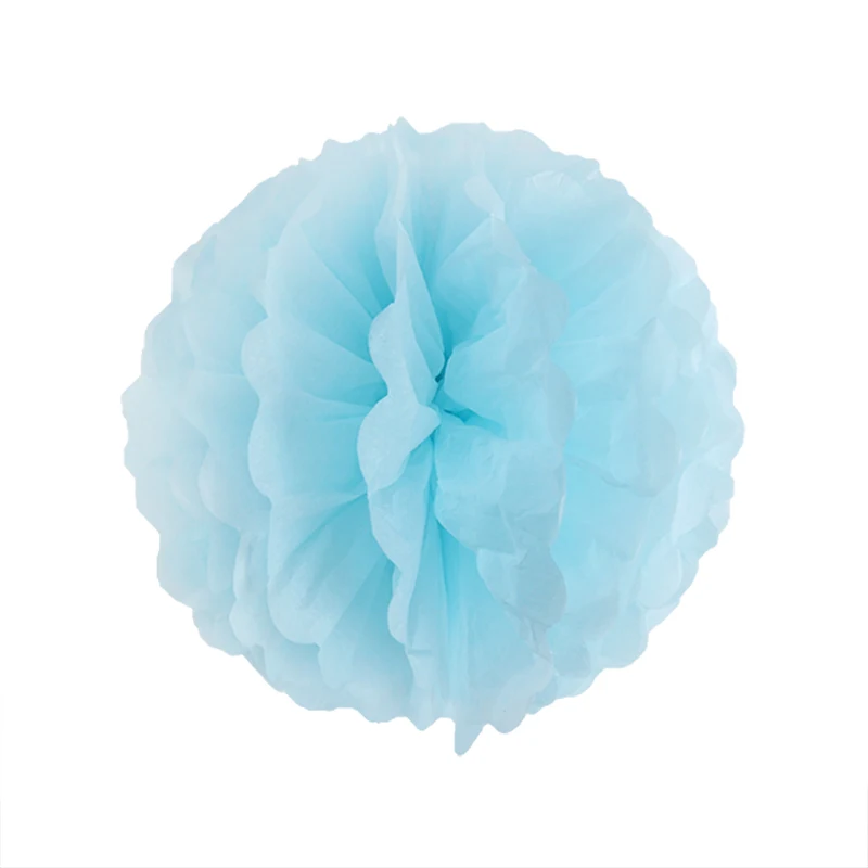 light blue 5 шт 20 см помпоны из оберточной бумаги цветок свадебное украшение гирлянды DIY букет из бумажных цветов Baby Shower День рождения украшения - Цвет: light blue