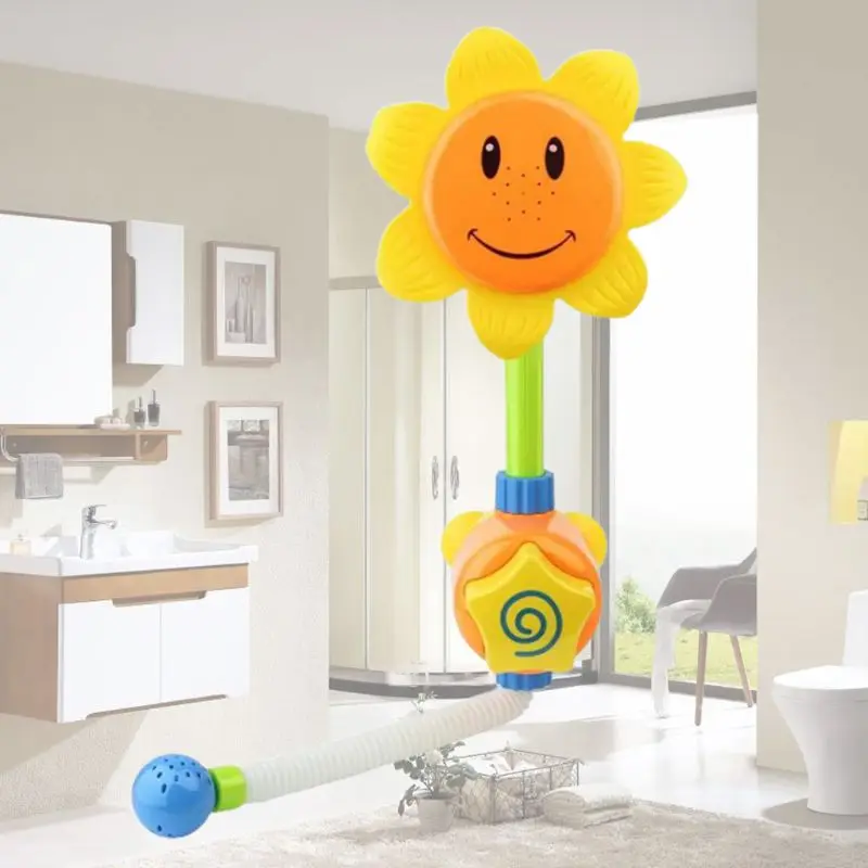 Мультфильм Подсолнух вода Душ Электрический разбрызгиватель спрей для малышей