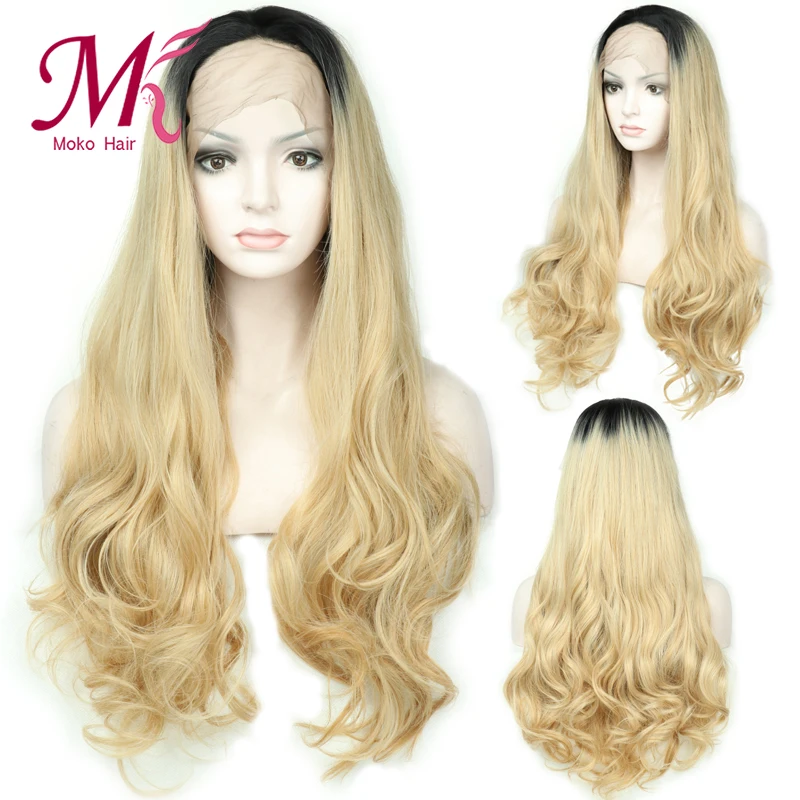 Moko Ombre серый цвет Предварительно выщипанные кружевные Передние синтетические