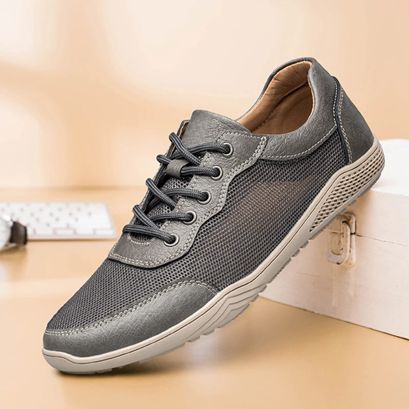 

Summer Men's Casual Shoes Breathable Mesh Flats Sneakers Male Classics Brown Gray Urban Youth Comfortable Platform Shoes For Men