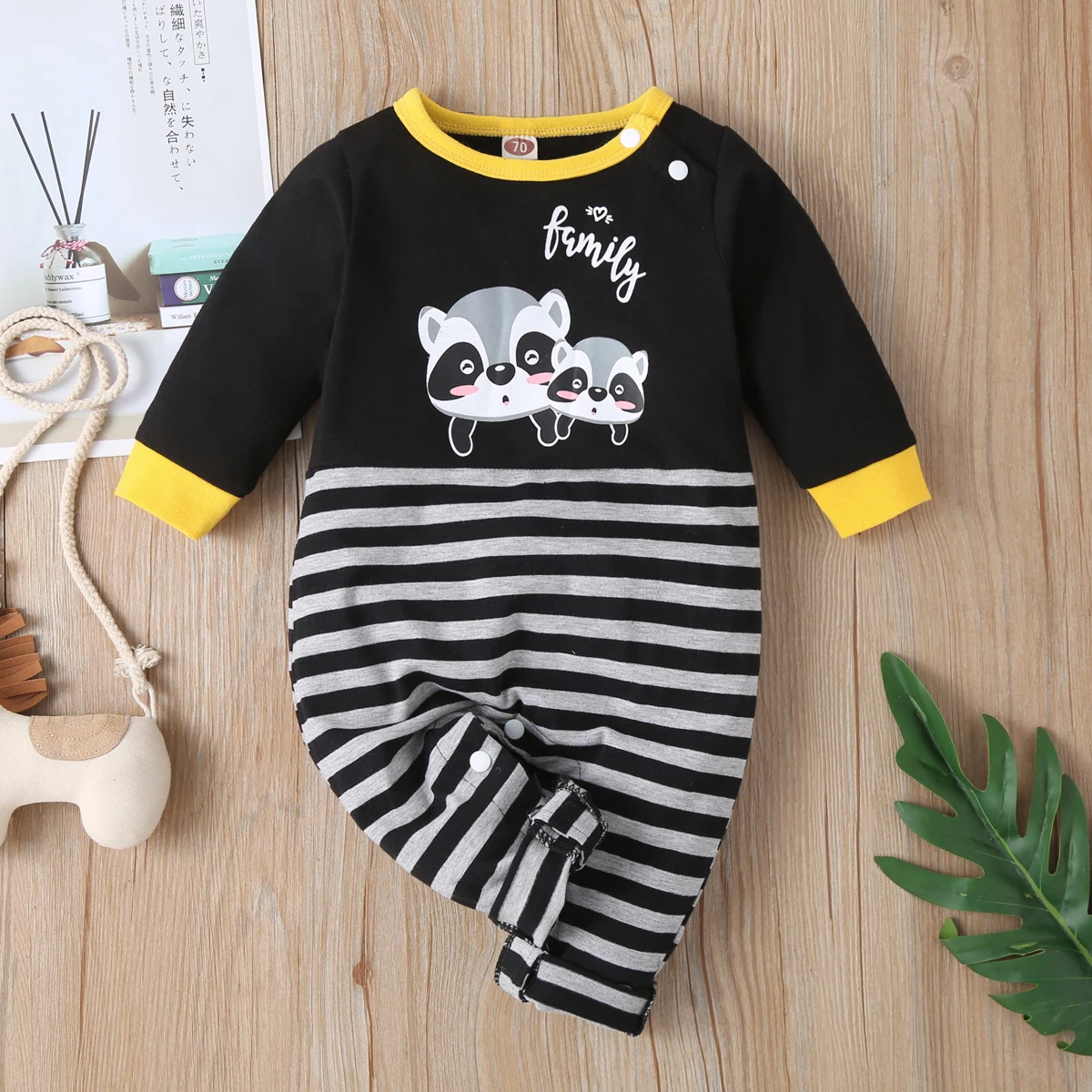 

Newborn Spring Clothes Rompers Baby Boy Clothes Stripes Long Sleeve Panda Cotton Jumpsuit One Piece Infant Toddler Casual Outfit