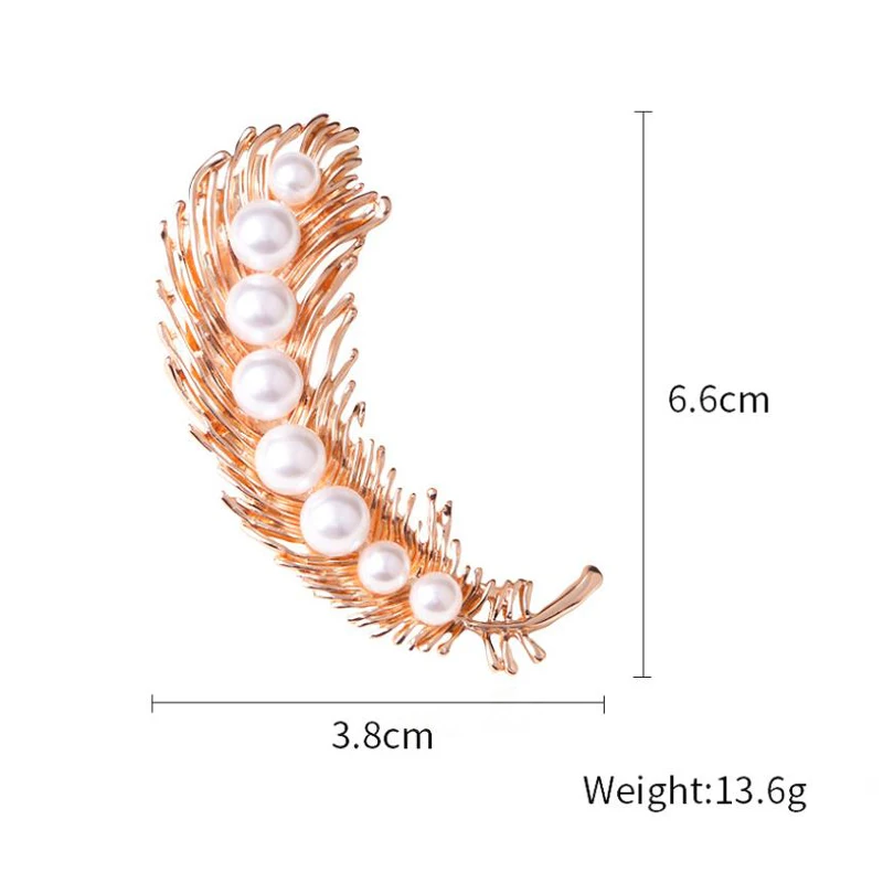 Брошь с перьями Beadsland из гладкого сплава инкрустированная жемчугом модные