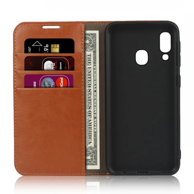 Luxury Real Genuine Leather Wallet Case For Samsung Galaxy A20e A10 A20 A30 A40 A50 A60 Flip Cover Card Slot Stand Case