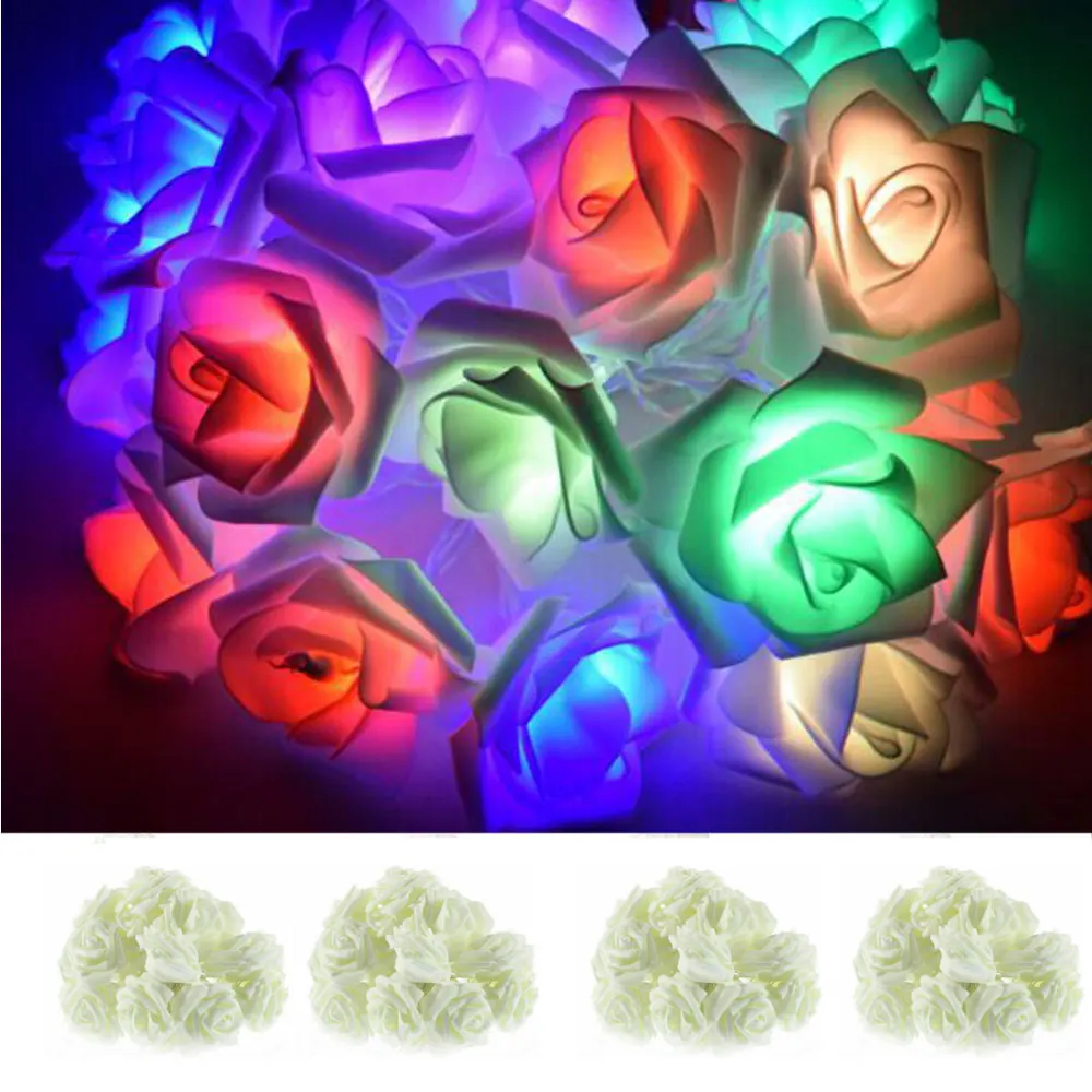 

LED Rose Flower Lights String Fairy Wedding Christmas Party Garden 3M 20LED Bedroom Decorative Flower Battery Light
