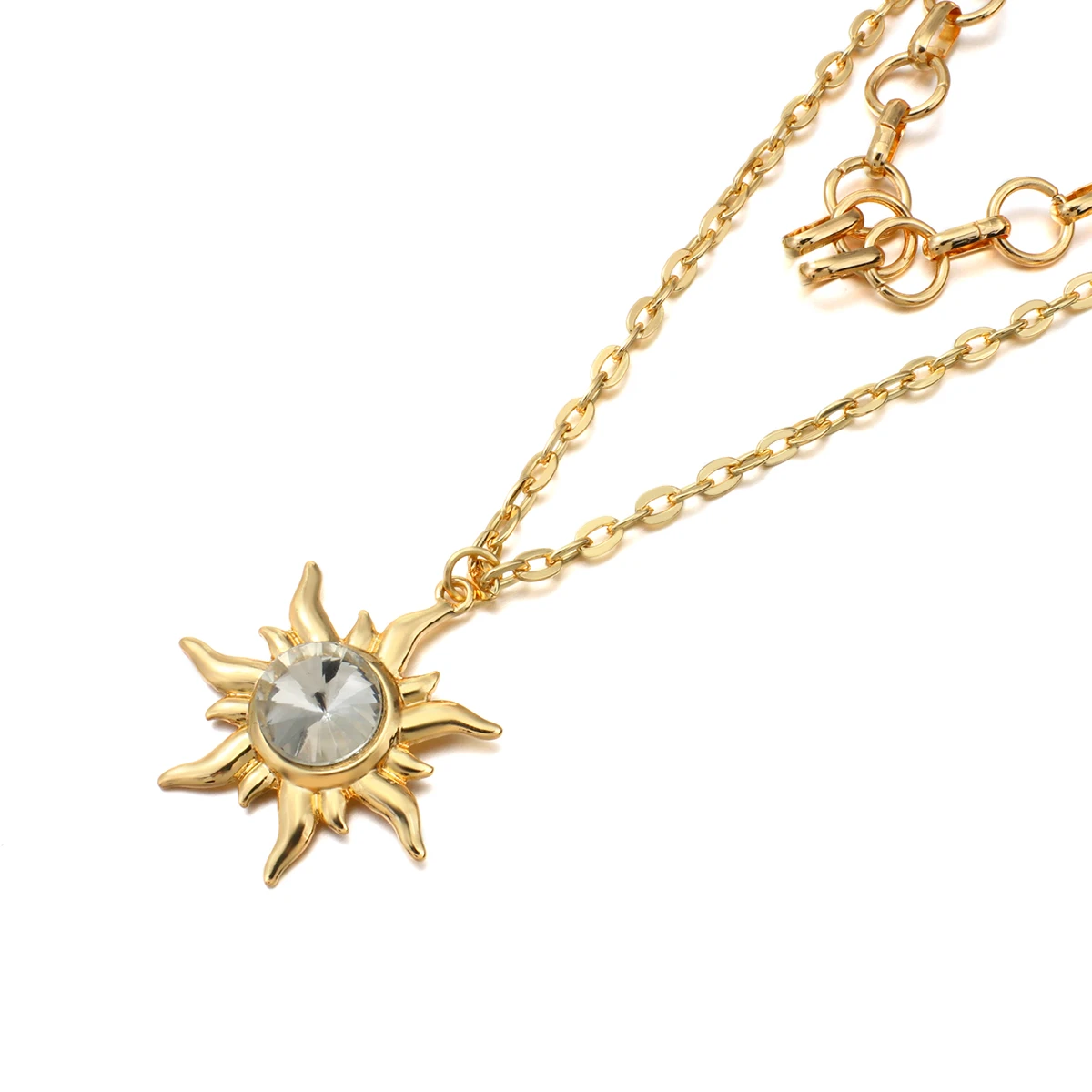 Lifefontier в богемном стиле двойной слой кристаллов солнце Кулон Колье Бохо золото