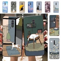 retro illustration cute japanese cats phone case for vivo y91c y11 17 19 17 67 81 oppo a9 2020 realme c3