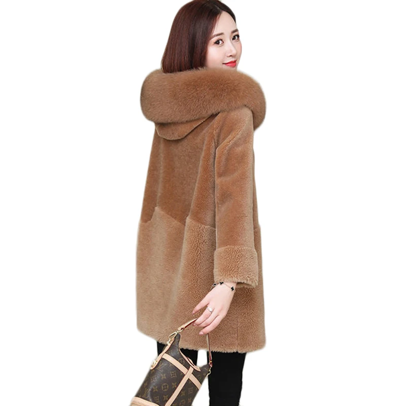 Новинка женское длинное шерстяное дубленое пальто осенне-зимняя утепленная