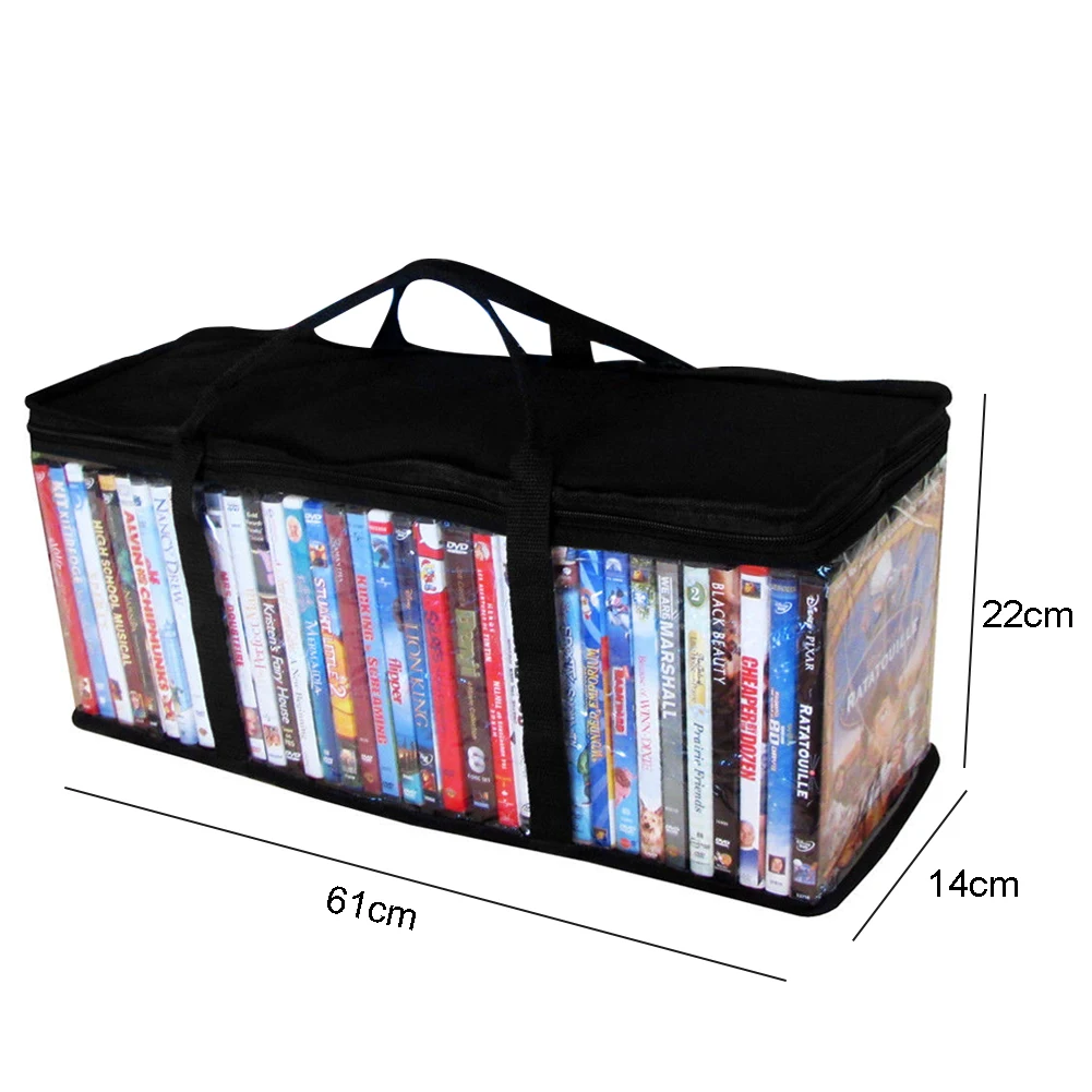 

With Handle Storage Bag Portable Organizer Protective Clear Carrying Zipper Video Dustproof Large DVD Oxford Cloth CD Holder