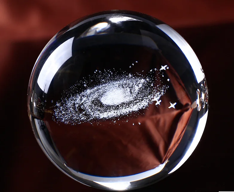 60/80/100 мм 3D лазерной гравировкой Galaxy Стекло кристалльных шариков миниатюры мальчик подарки Сфера аксессуары для украшения дома Глобус Вселенная P