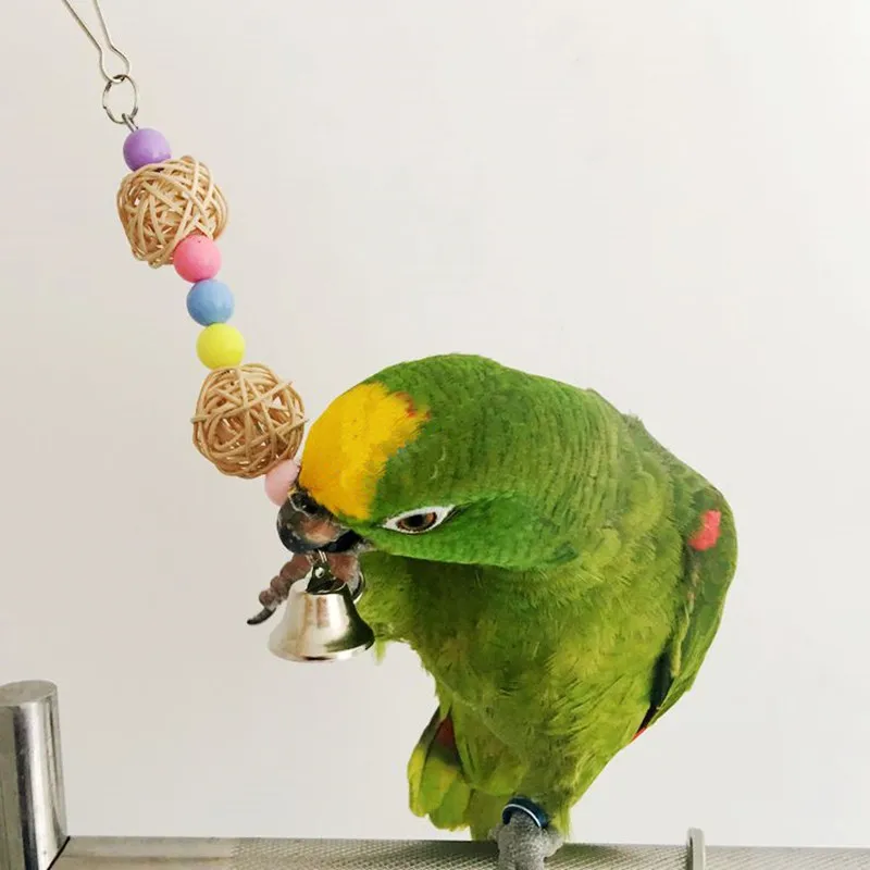 1PC Hot multicolor beads bird toys pets parrot ladder Parakeet swing drill rainbow parakeet hamster |